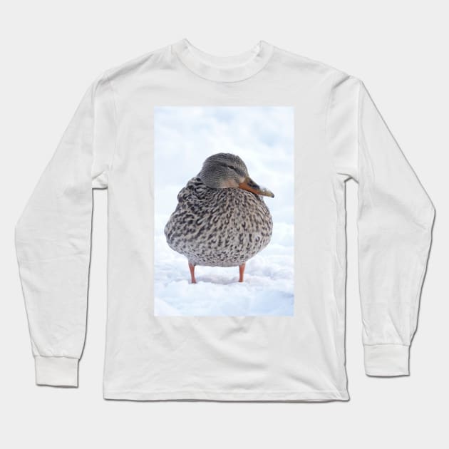 Duck in snow Long Sleeve T-Shirt by SDym Photography